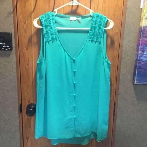 Charming Charlie Brand Sleeveless Crepe Top Sz L - Picture 10 of 10